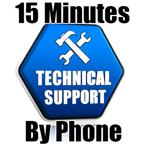 Telephone technical support for up to 15 minutes